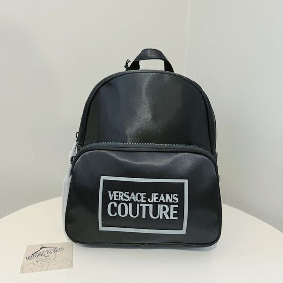 ⭕️ VERSACE JEANS Backpack Black Nylon Designer Logo - Picture 8 of 10